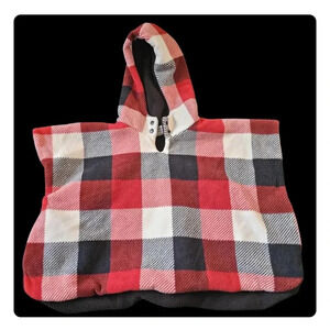 Otto & Odette Red Buffalo Plaid Luxury Fleece Poncho 12 mo